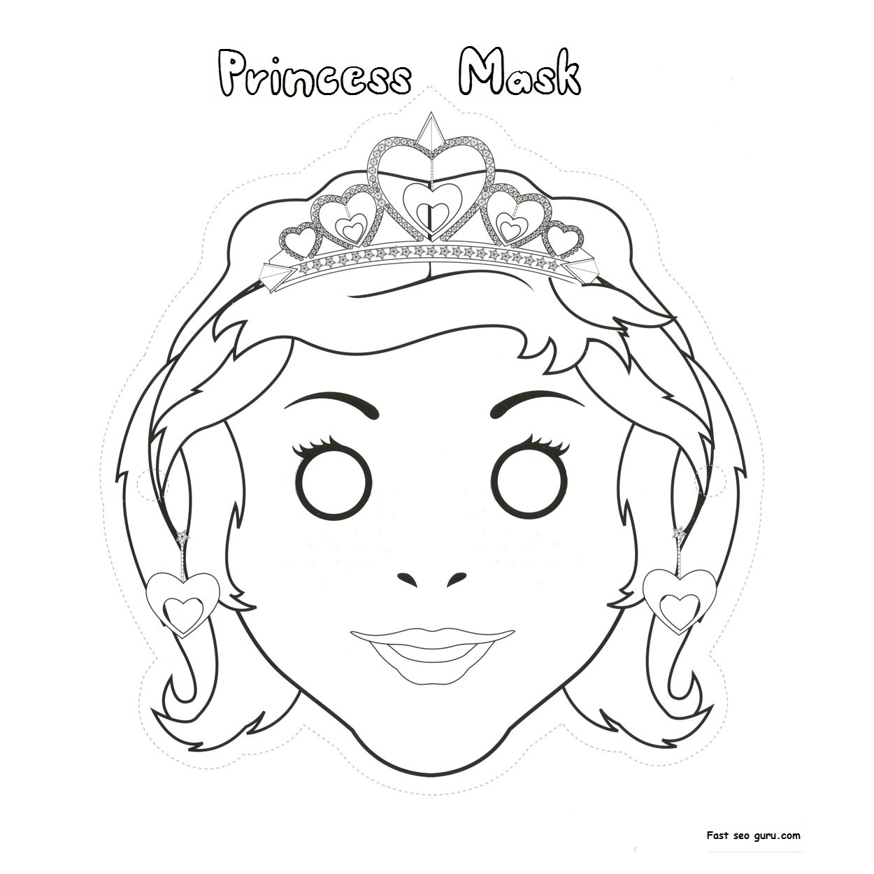 Printable cut out princess mask coloring in mask